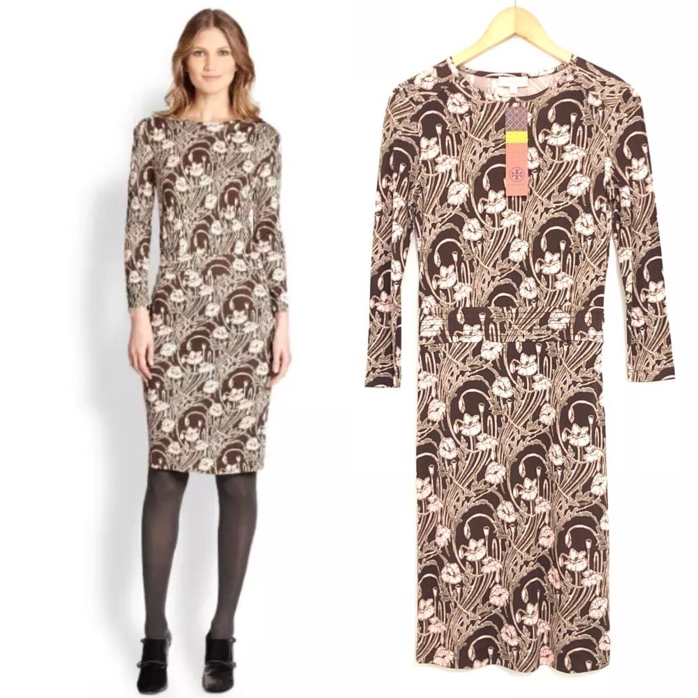 NEW Tory Burch Dagny Runway Botanical Dress Silk